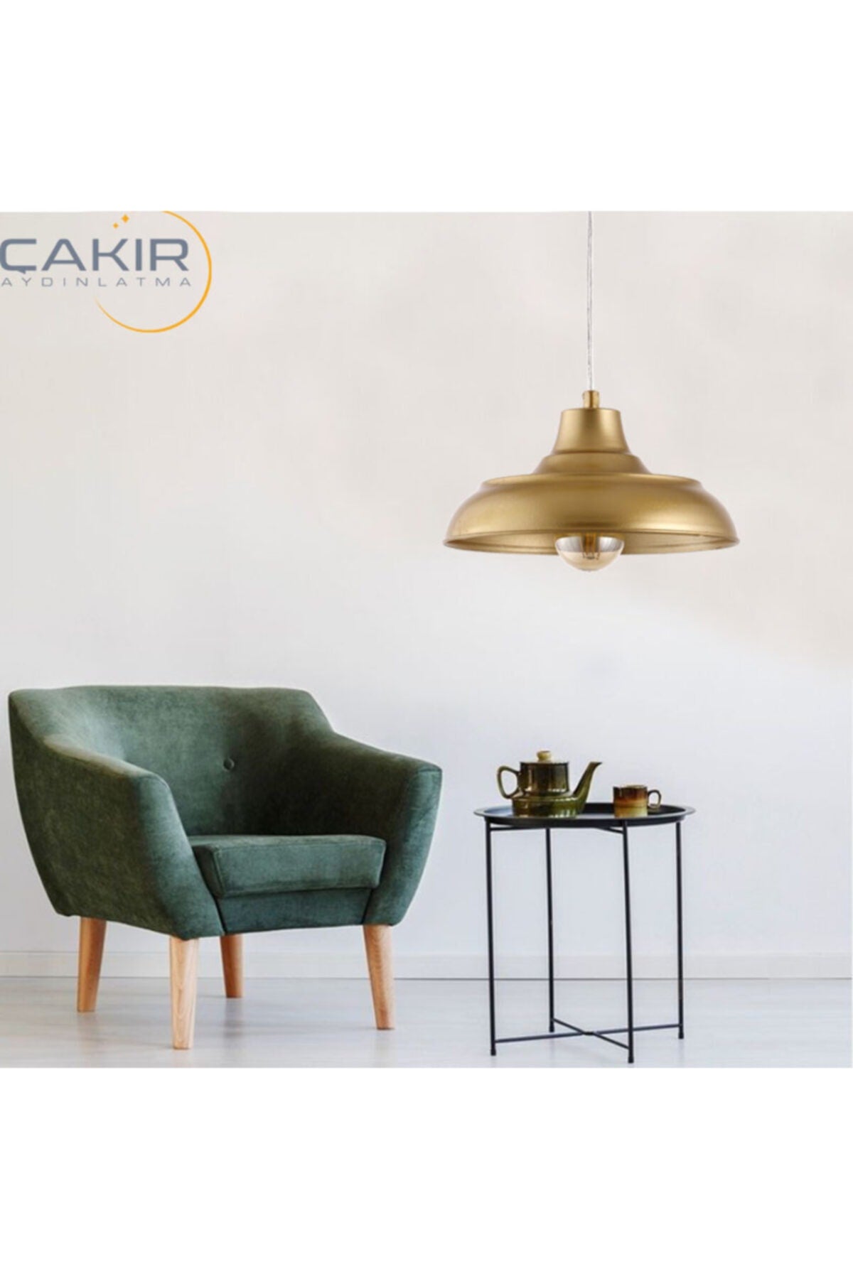 Fiyona Gips-Gold-Einzel-Pendelleuchte-Kronleuchter – Çakır Avize