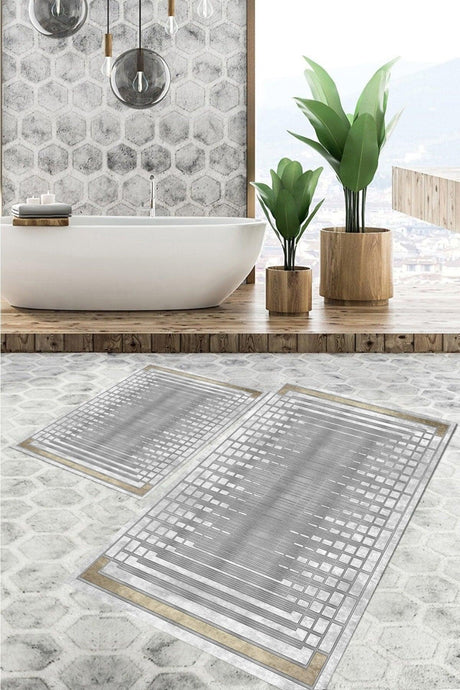 Bath Mat 2 Inch Modern Gray Pattern New - Swordslife