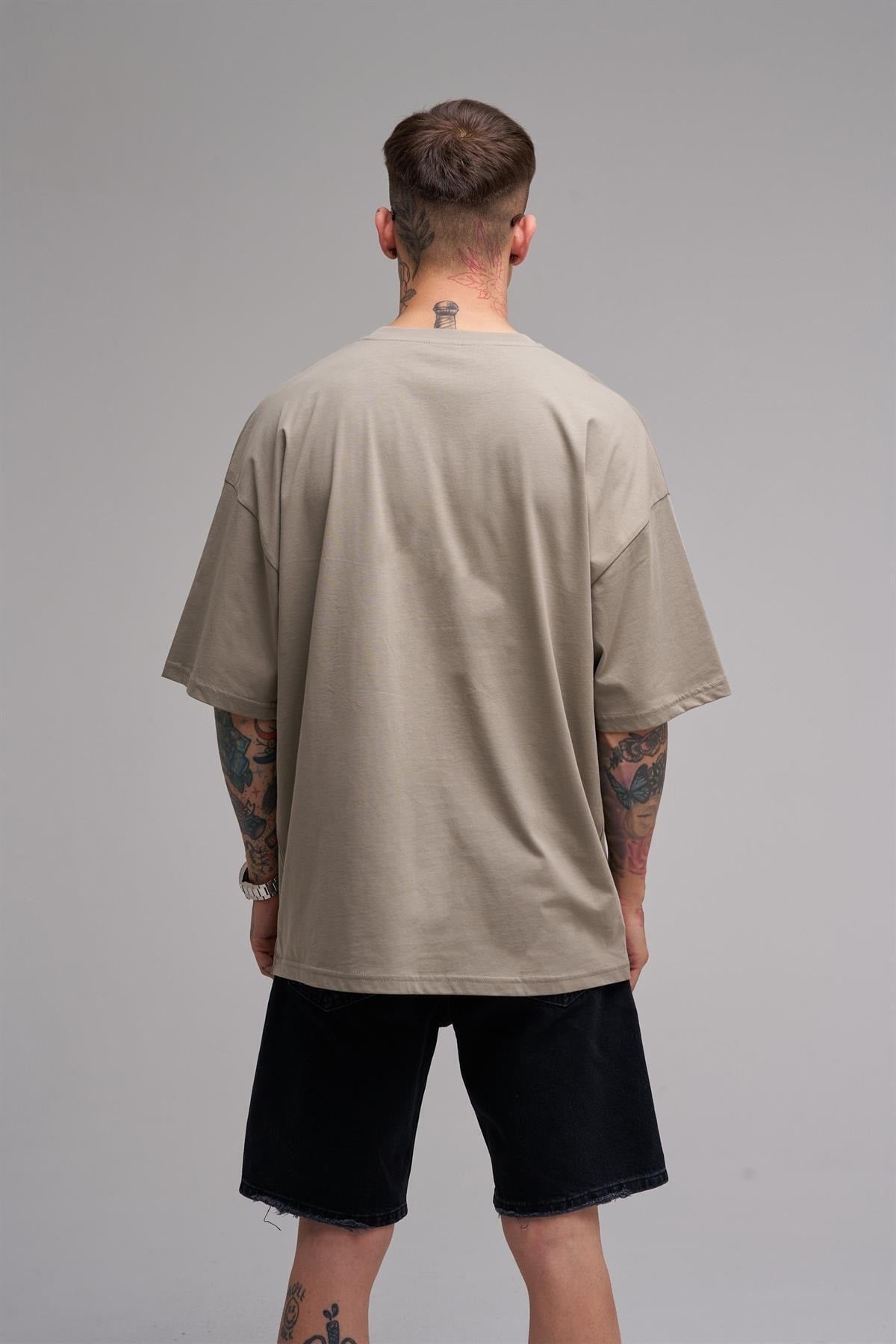 Unisex Plus Size Only Belong Printed Cotton T-shirt Khaki
