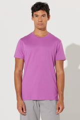 Men's Purple Slim Fit Slim Fit 100% Cotton Crew Neck Short Sleeved T-Shirt