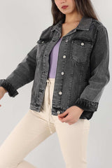 New Season Oversize Pocket Detailed Denim Jeans Jacket 6044 Blckf - Swordslife