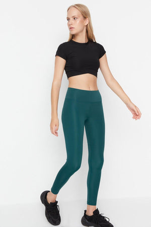 Petrol Green Full-Length Sports Leggings with Push-Up TWOAW21TA0030 - Swordslife
