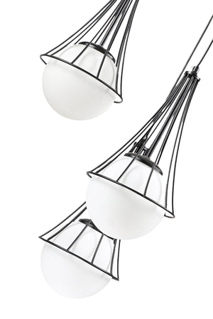 Lapis 3Rd Black-White Glop Glass Chandelier