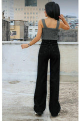 Women's Black High Waist Palazzo Pants - Swordslife