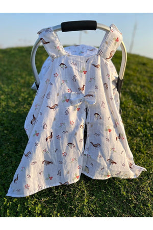 Run Baby Muslin Fabric Snap Snap Stroller Cover (Bird Patterned) 75X100Cm