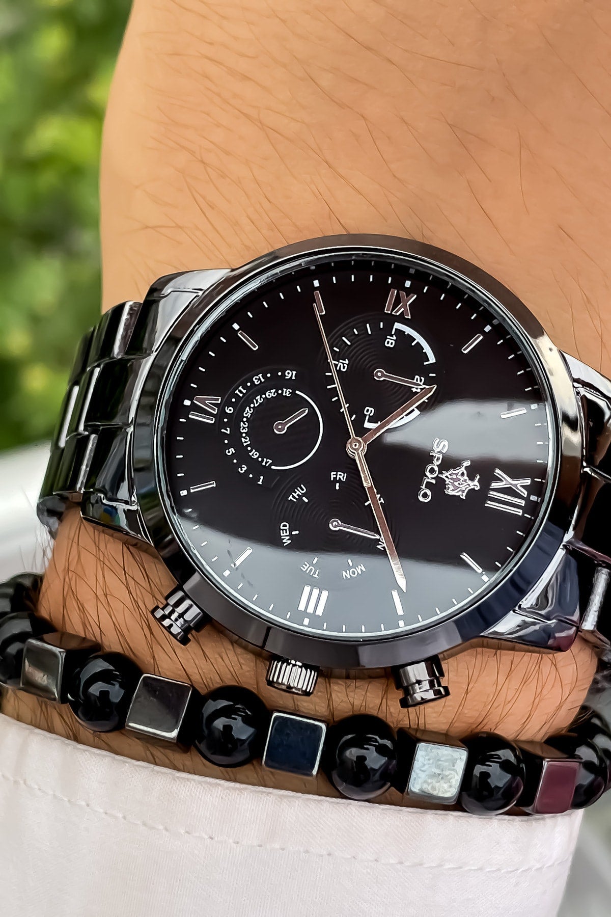 Steel Band Men'S Wristwatch Waterproof Wristband With Gift