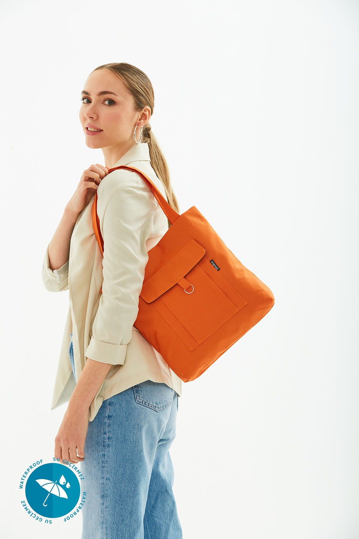 Orange U7 2-Compartment Large Volume Waterproof Fabric Women'S Sports Daily Arm And Shoulder Bag B:35 E:35