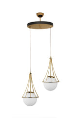Lapis 2nd Chandelier Gold-white Glop Glass
