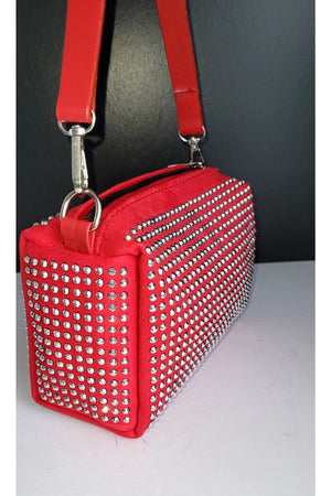 Bhm Red Stone Hand- und Schultertasche mit Kettenriemen