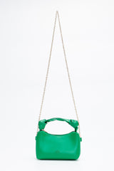 Grass Green Shk24 Soft Leather Knot Detailed Chain Strap Hand and Shoulder Bag L:14 E:22 W:8 cm