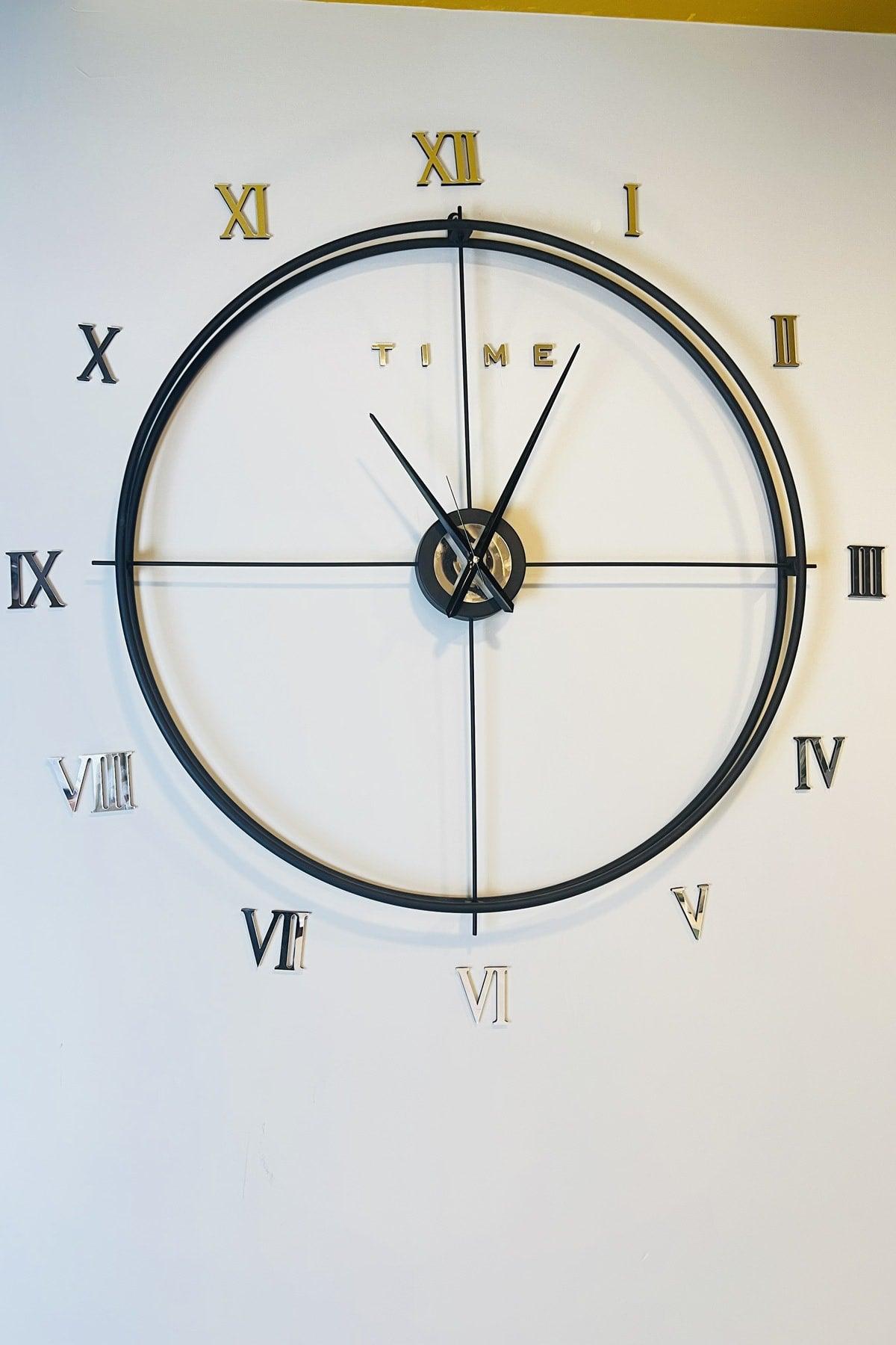 Roman Numeral Scandinavian 80 Cm Black, Special Design Decorative Metal Wall Clock - Swordslife