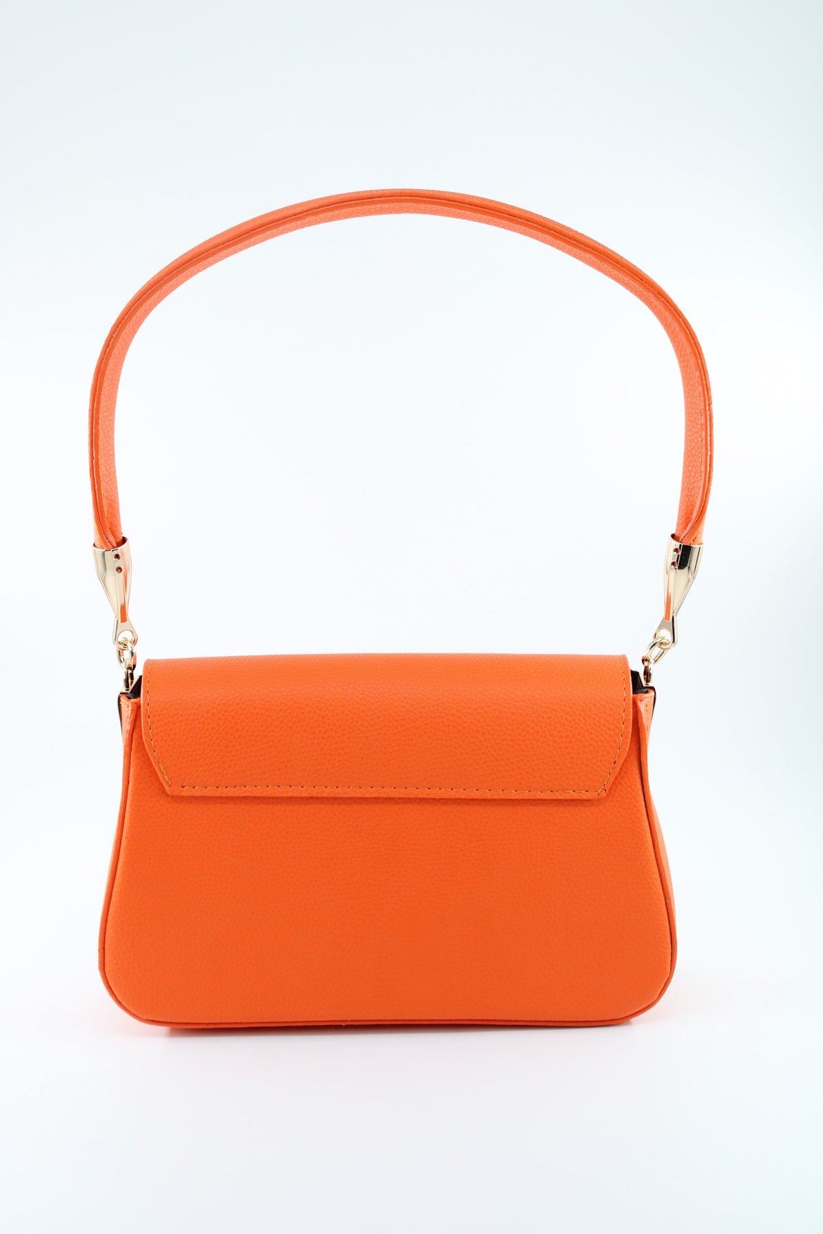Orangefarbene, strukturierte Clamshell-Hand- und Armtasche für Damen mit Magnetfutter