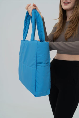 Shopper-Tasche aus geprägtem Puffstoff Neapelblau