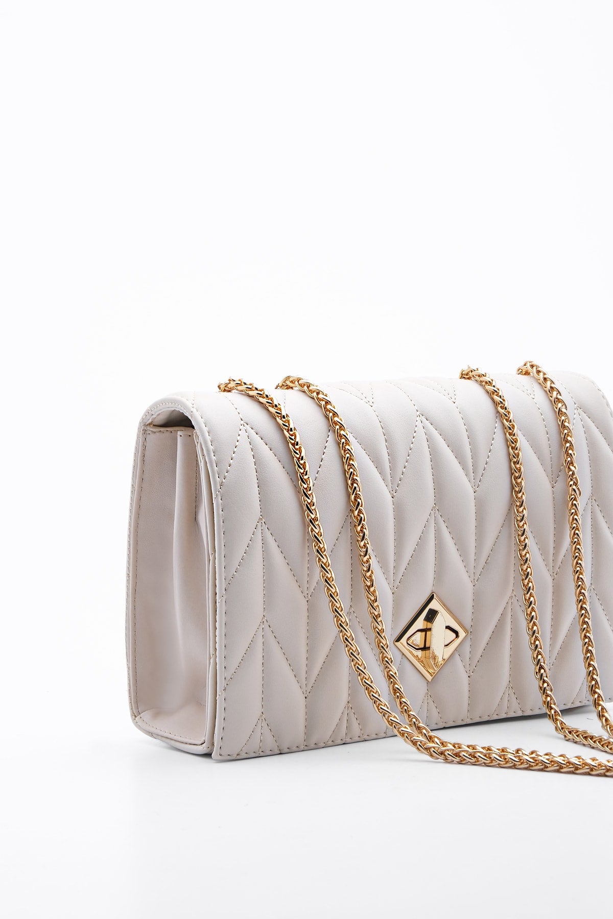 Women's Gold Color Chain Shoulder Bag Delbin Beige