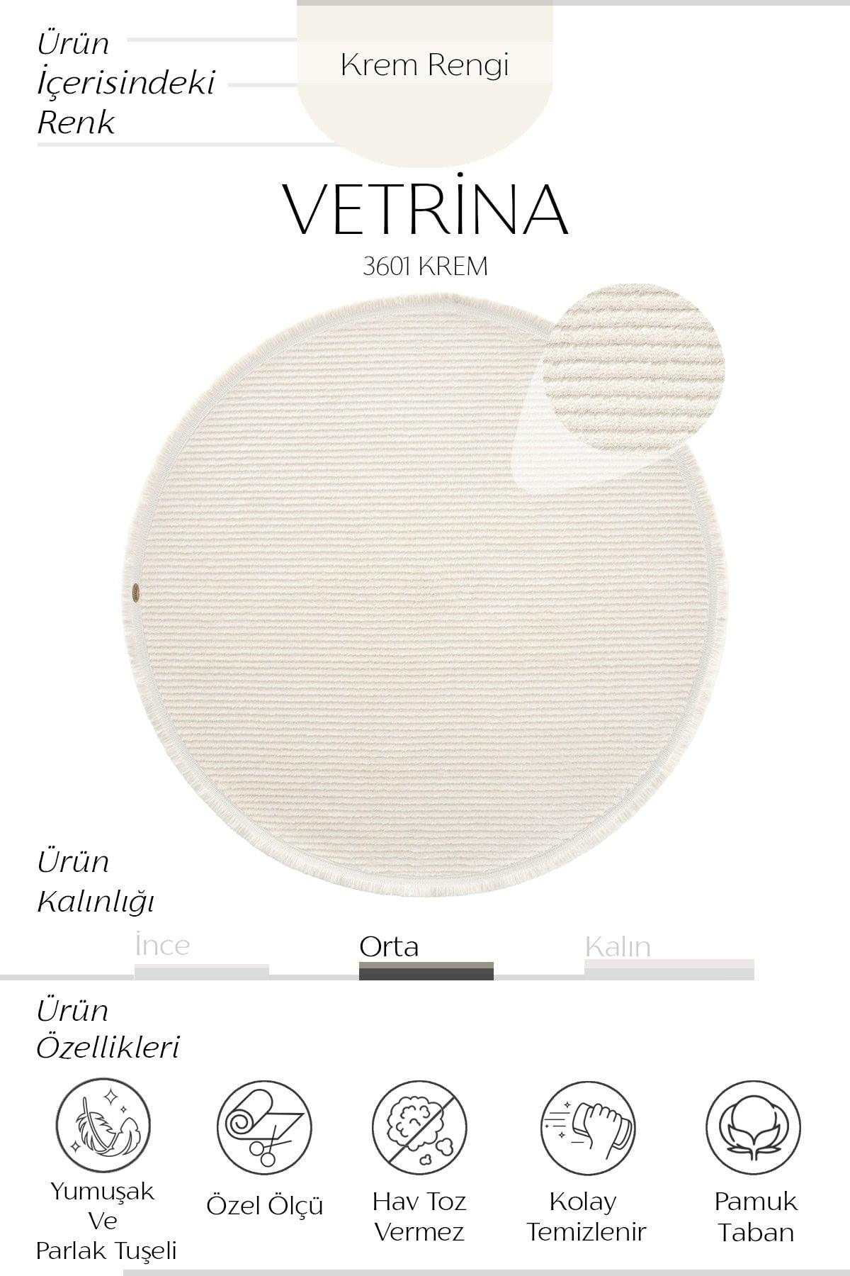 Vetrina 3601 Cream Soft Texture Carpet Rug Living Room Kitchen Hallway Cut Runner Round Machine Rug - Swordslife