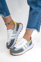 Unisex SNKR Gray Yellow Casual Casual Sneakers Sneaker