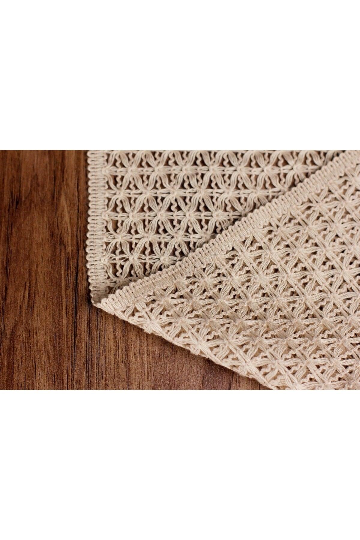 Knitted Runner Cream Runner Raw Cotton Lace Knitted Tasseled Runner 35x155 Cm Cream Cotton Runner Liana - Swordslife