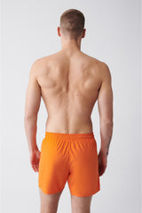 Men's Orange Quick Dry Standard Size Straight Swimwear Marine Shorts E003801
