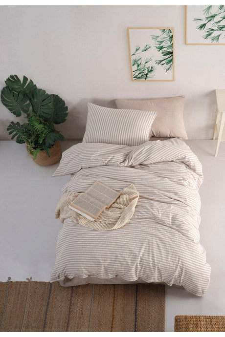 Ranforce Yarn Dyed Stone Single Duvet Cover Set - Swordslife