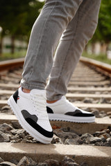 Men's Black White Lace-Up Casual Sneakers Wsb0280