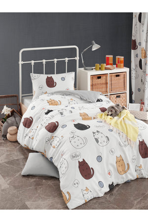 Easy To Iron Duvet Cover Set Single Hellocats White
