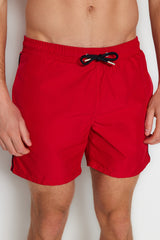 Red Men's Garnish Standard Length Swimwear Marine Shorts TMNSS20DS0022