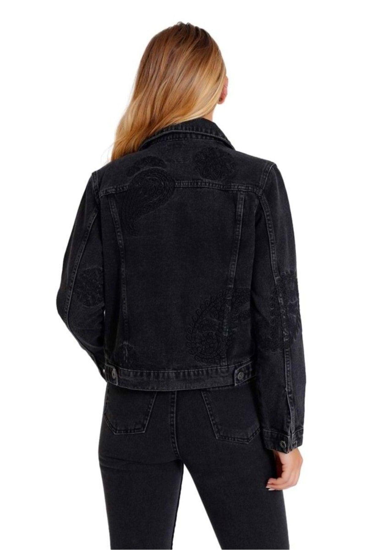 Embroidered Embroidered Short Jeans On The Front And Back Of The Sleeves Women's Jacket Buttoned Four Seasons Classic Denim - Swordslife