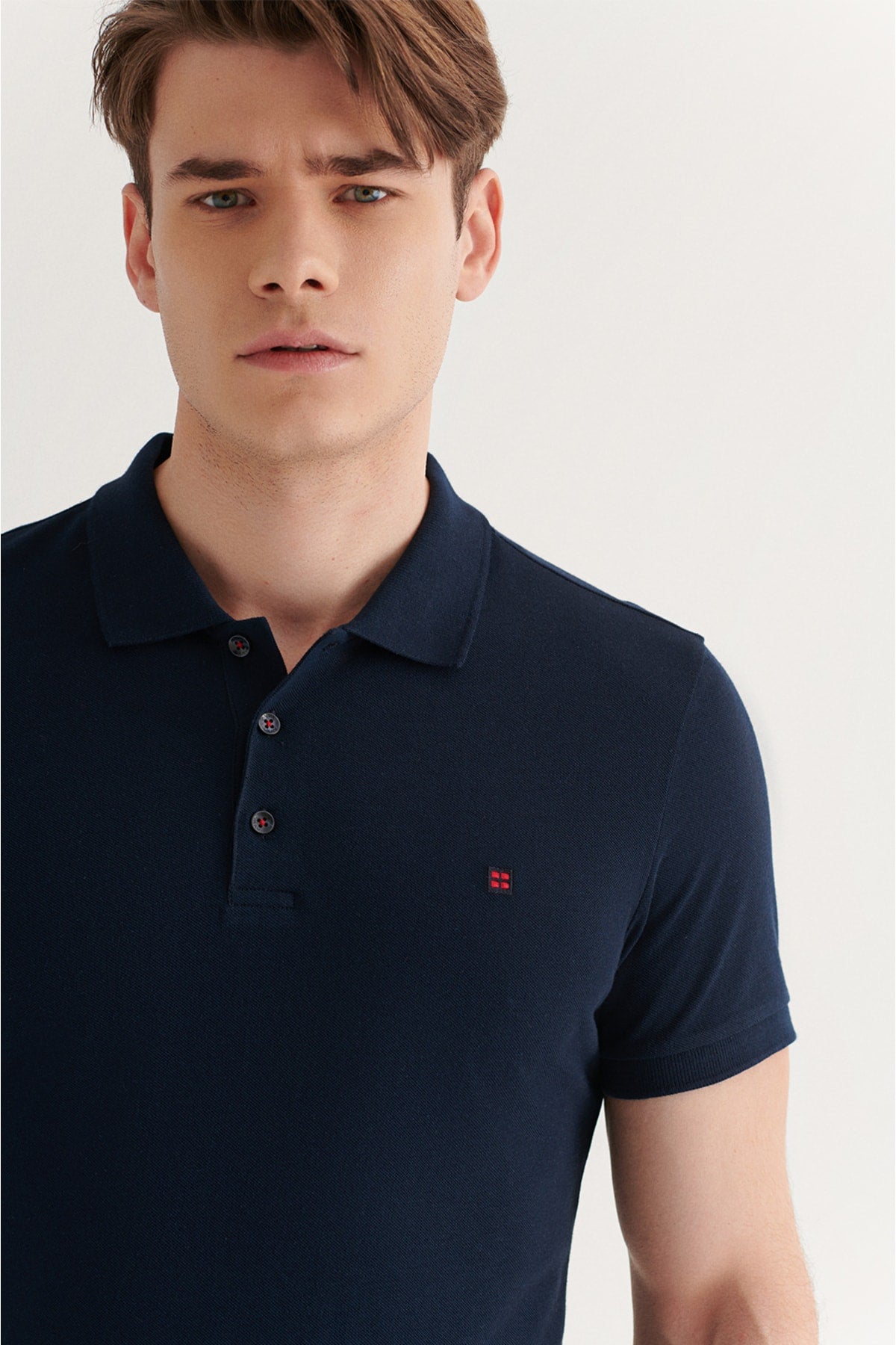 Men's Navy Blue 100% Cotton Breathable Standard Fit Normal Cut Polo Neck T-shirt E001004