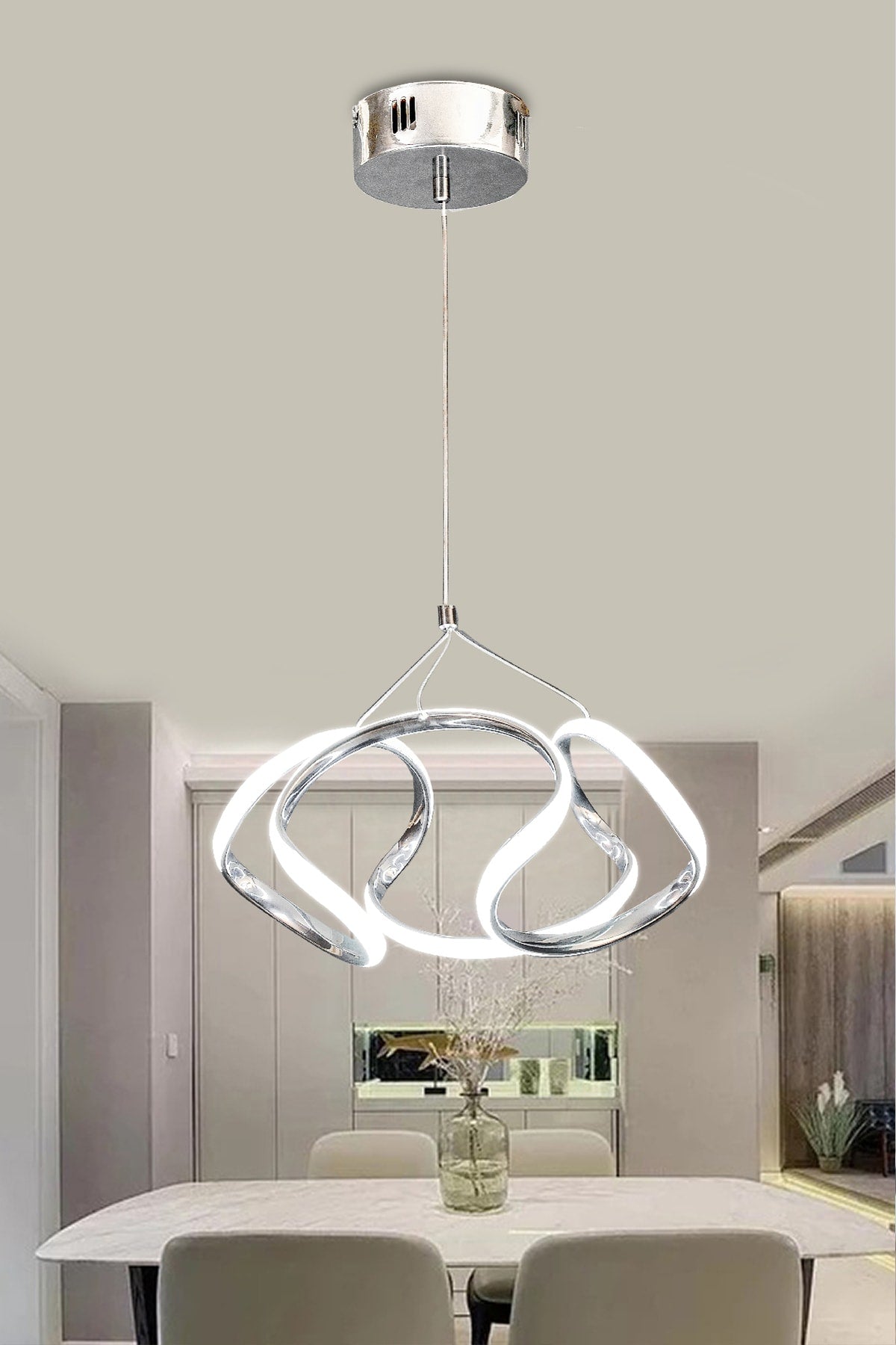 3 Color Chrome Controlled LED Chandelier Drone