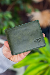 Jackson Genuine Leather Coin Hole Rfid Blocker Crazy Green Wallet