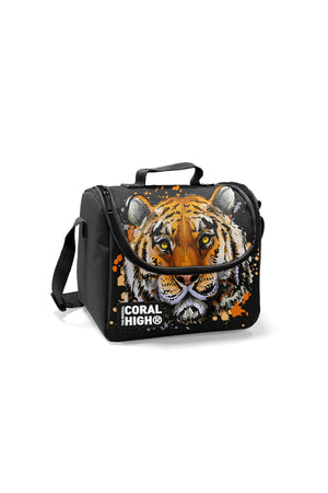 Kids Black Tiger Patterned Three Compartment 3-Pack Bag Set