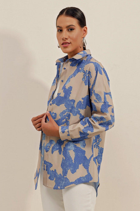3900 Oversize Long Basic Shirt - D.blue - Swordslife