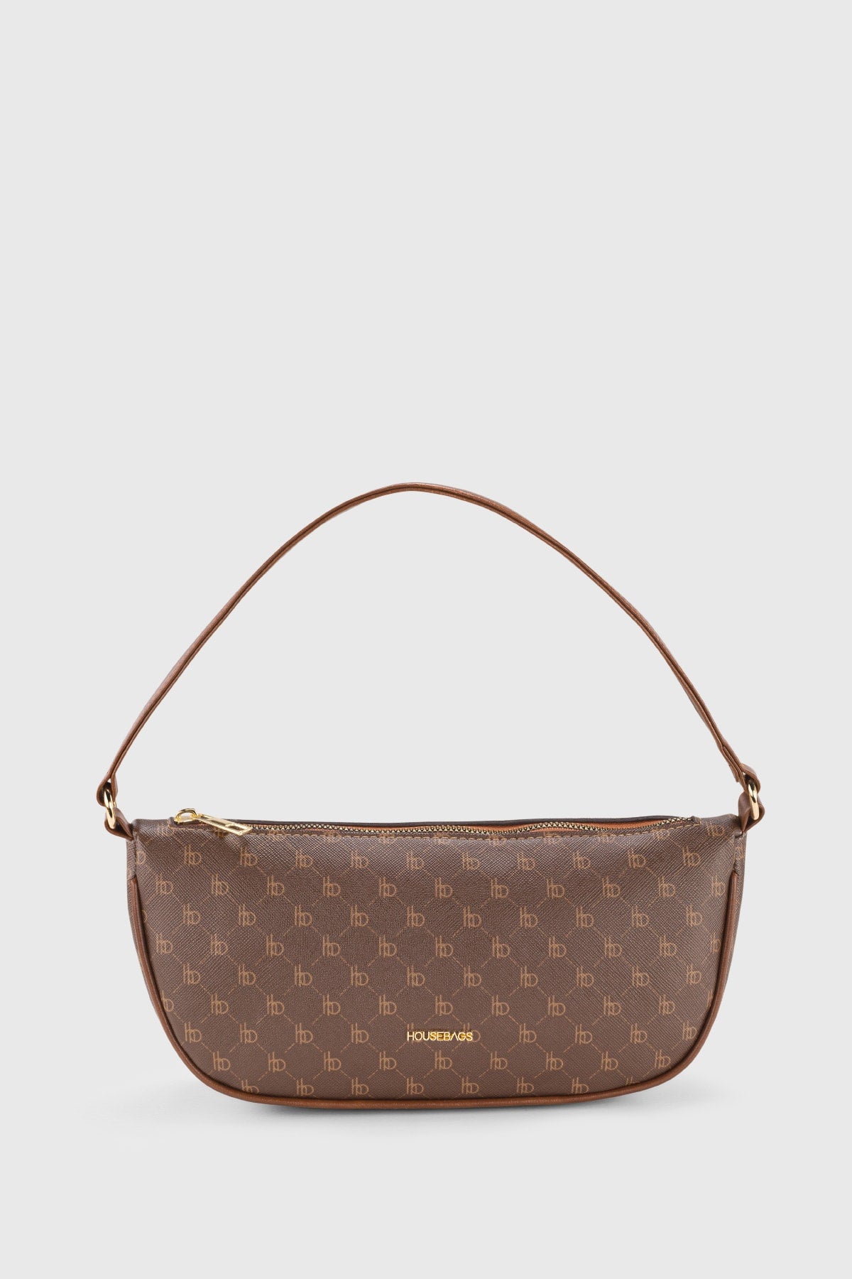 Braune Tasche 231 mit Logomuster für Damen