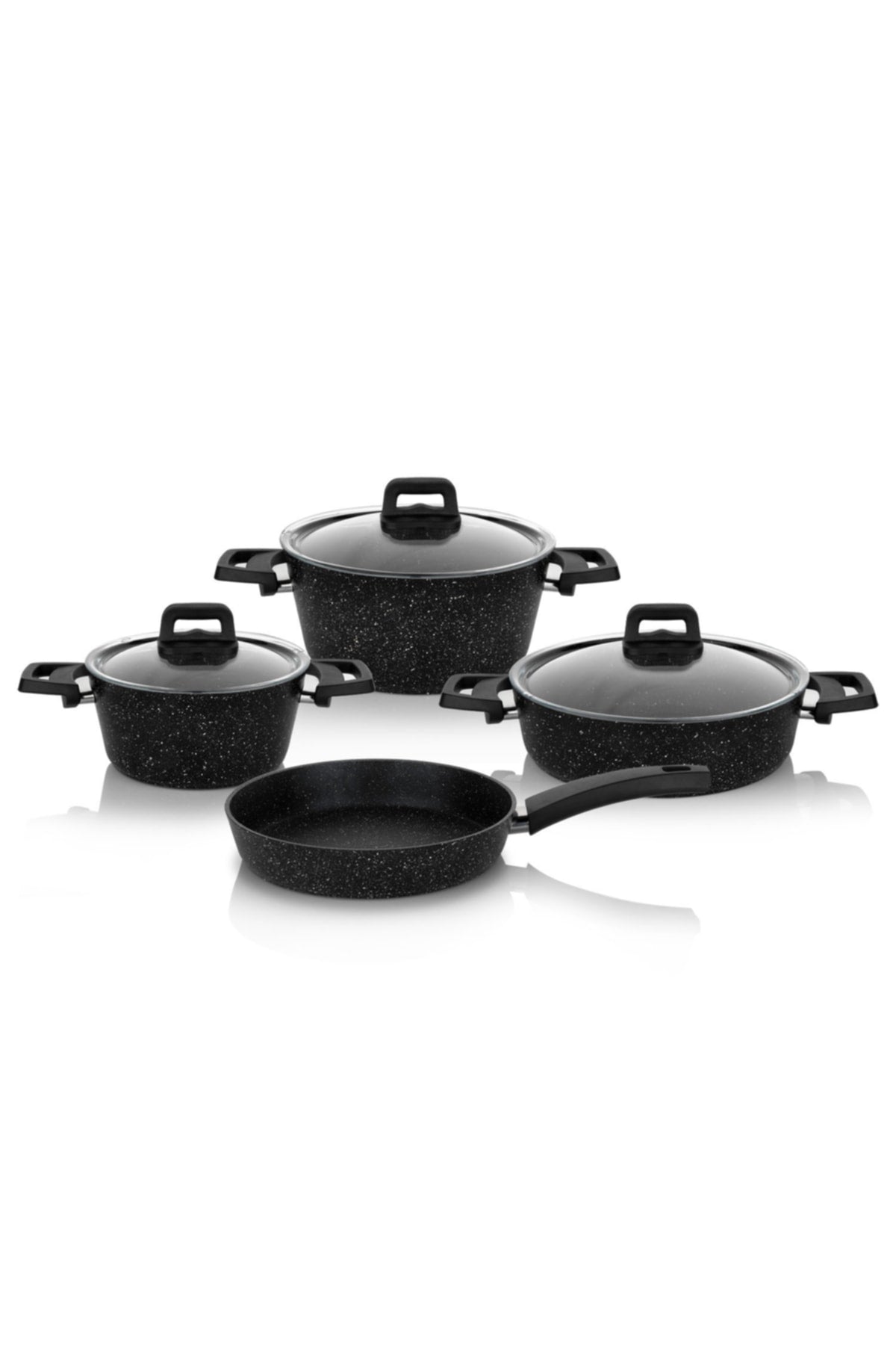 Rock Granite Fireproof/Non-Stick-Cookware -7 Pieces-Black