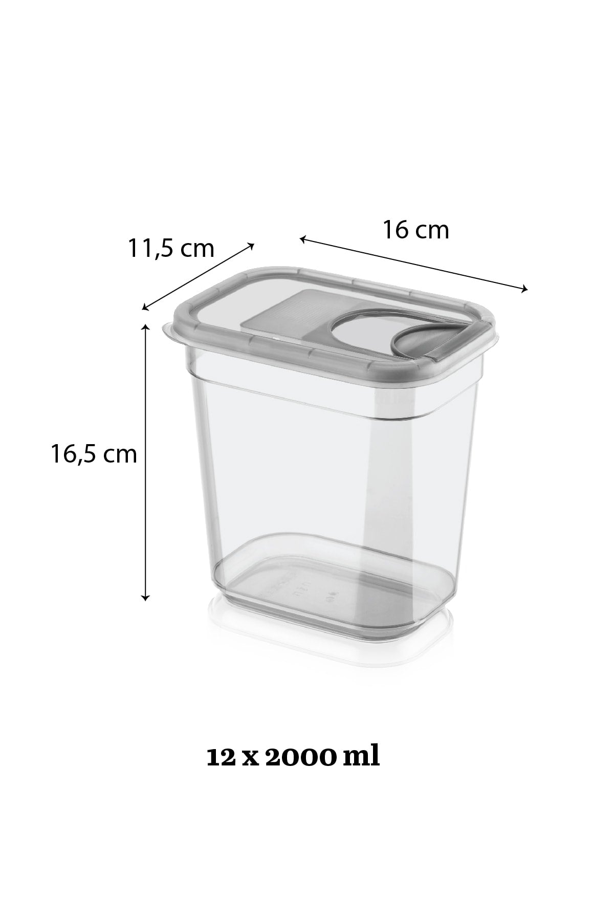 12 Pcs Tiny Labeled Sliding Lid Food Storage Container - Rectangular Jar Legumes Container 12x2000 ml
