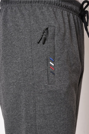 Anthrazitfarbene Herren-Jogginghose mit Reißverschlusstasche, Stickerei-Detail und geradem Bein, entspannter Schnitt