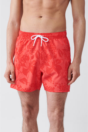 Men'S Pomegranate Flower Quick Dry Printed Standard Size Swimwear Sea Shorts E003802