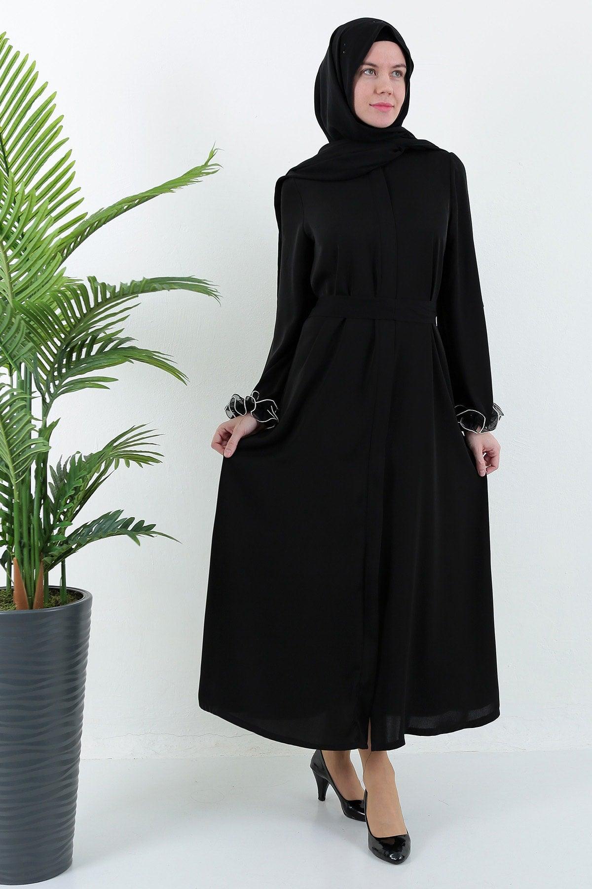 Zippered Sleeve Detailed Abaya Hijab - Swordslife