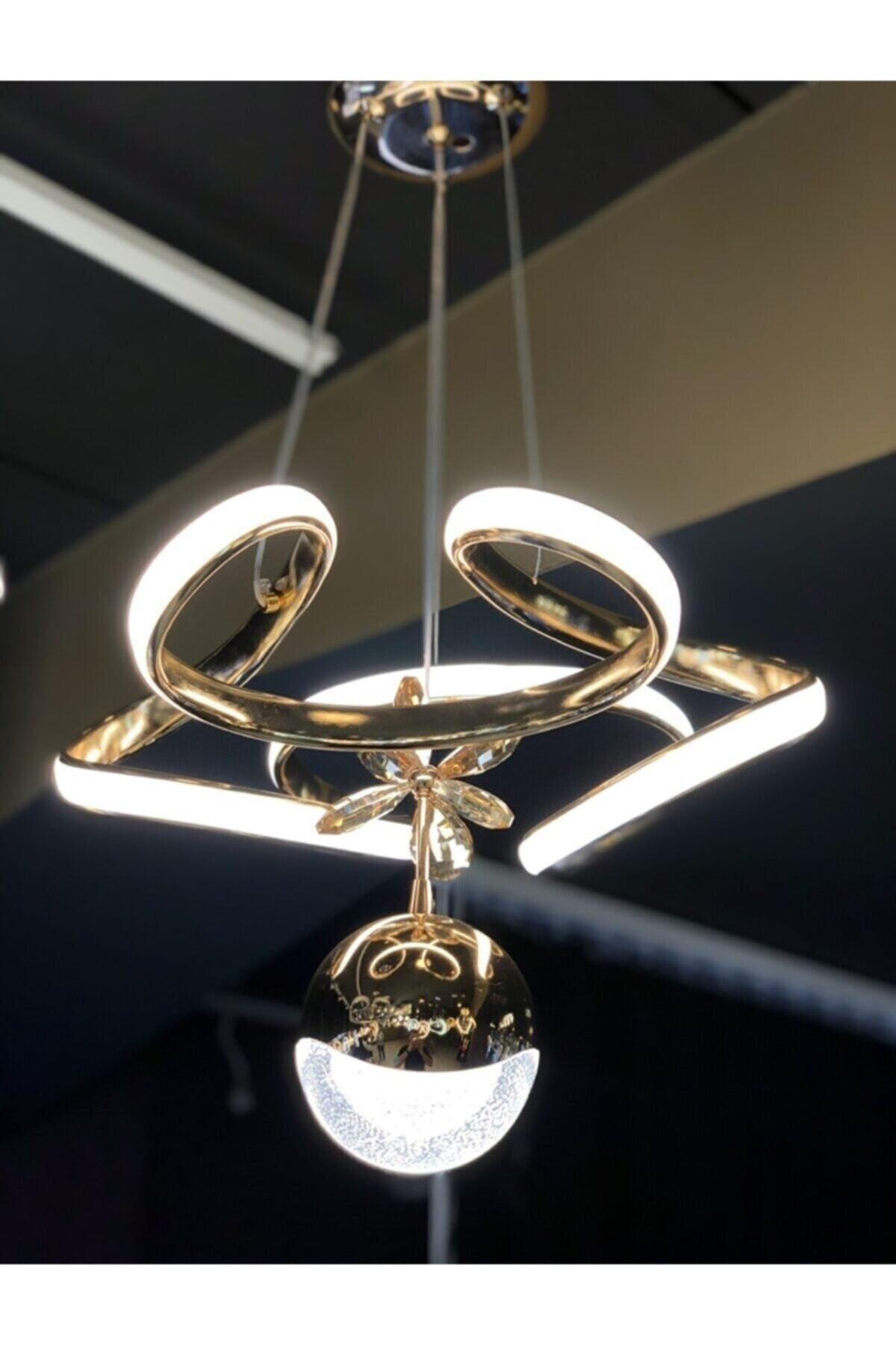 Moderne Einzelpendelleuchte Power Led Kronleuchter Konzept Produkt Gold Gelb Led Kronleuchter