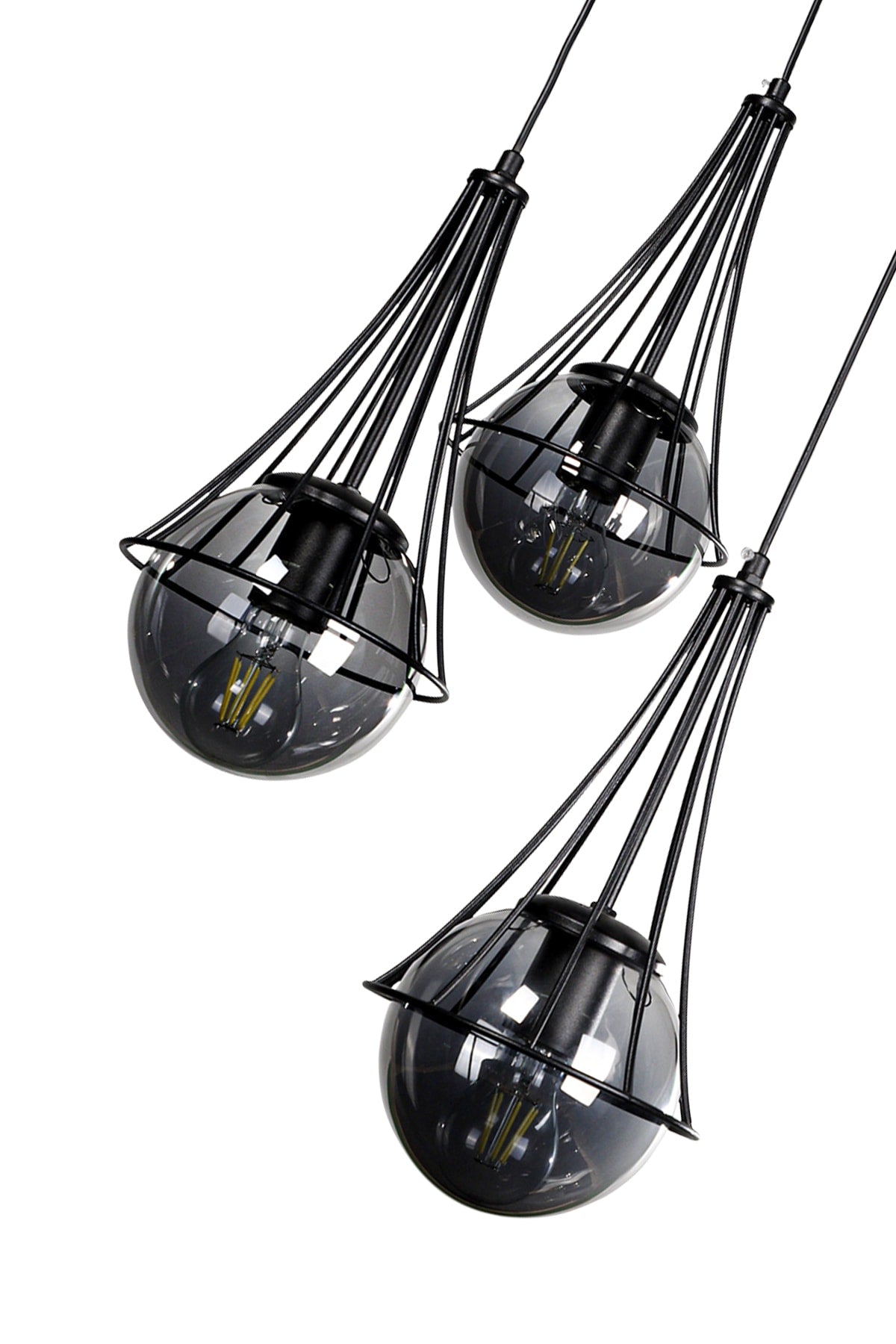 Lapis 3Rd Black-Smoked Globe Glass Chandelier