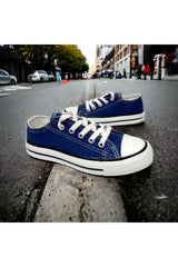 Navy Blue Short Linen Shoes