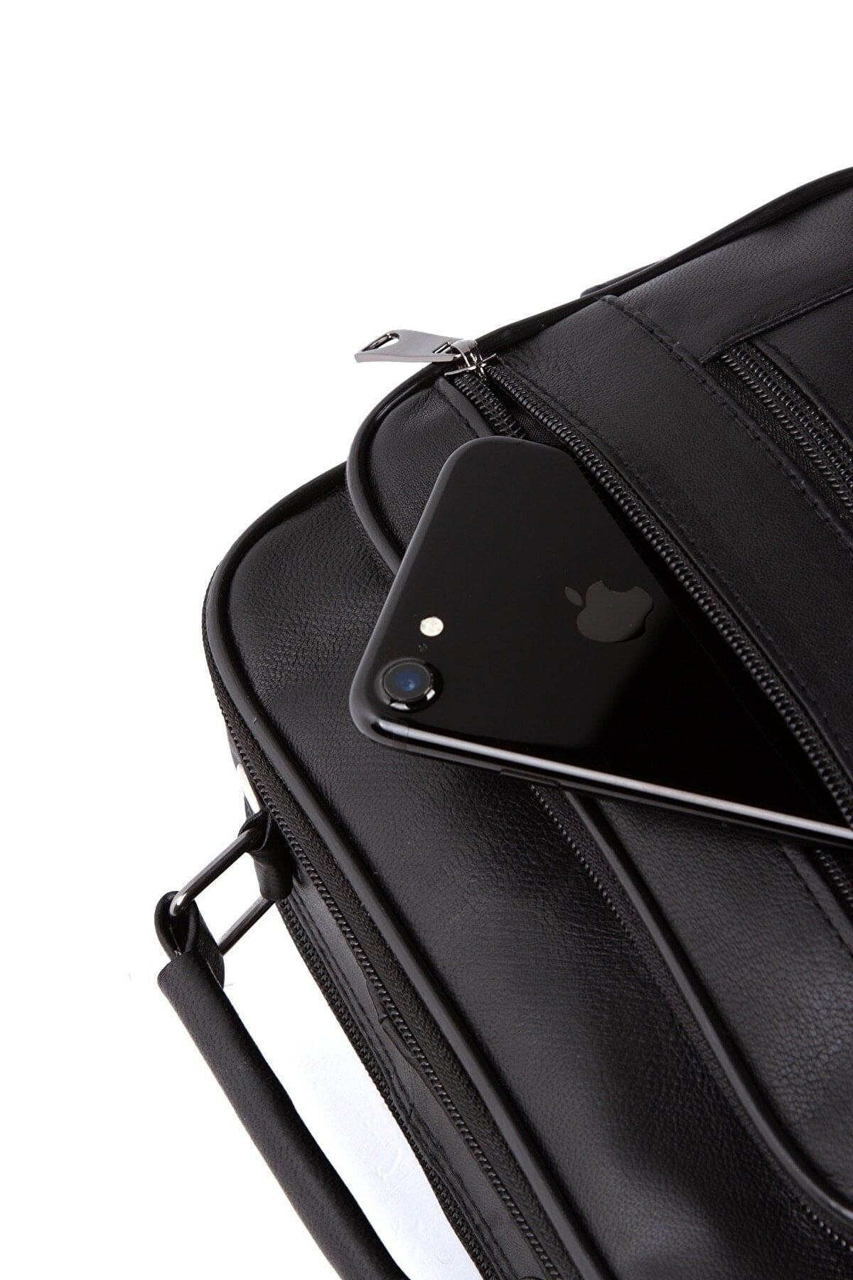 Schwarze Handy-Geldbörse aus echtem Leder für Herren, ideale Handtasche zum Tragen des Rasiersets