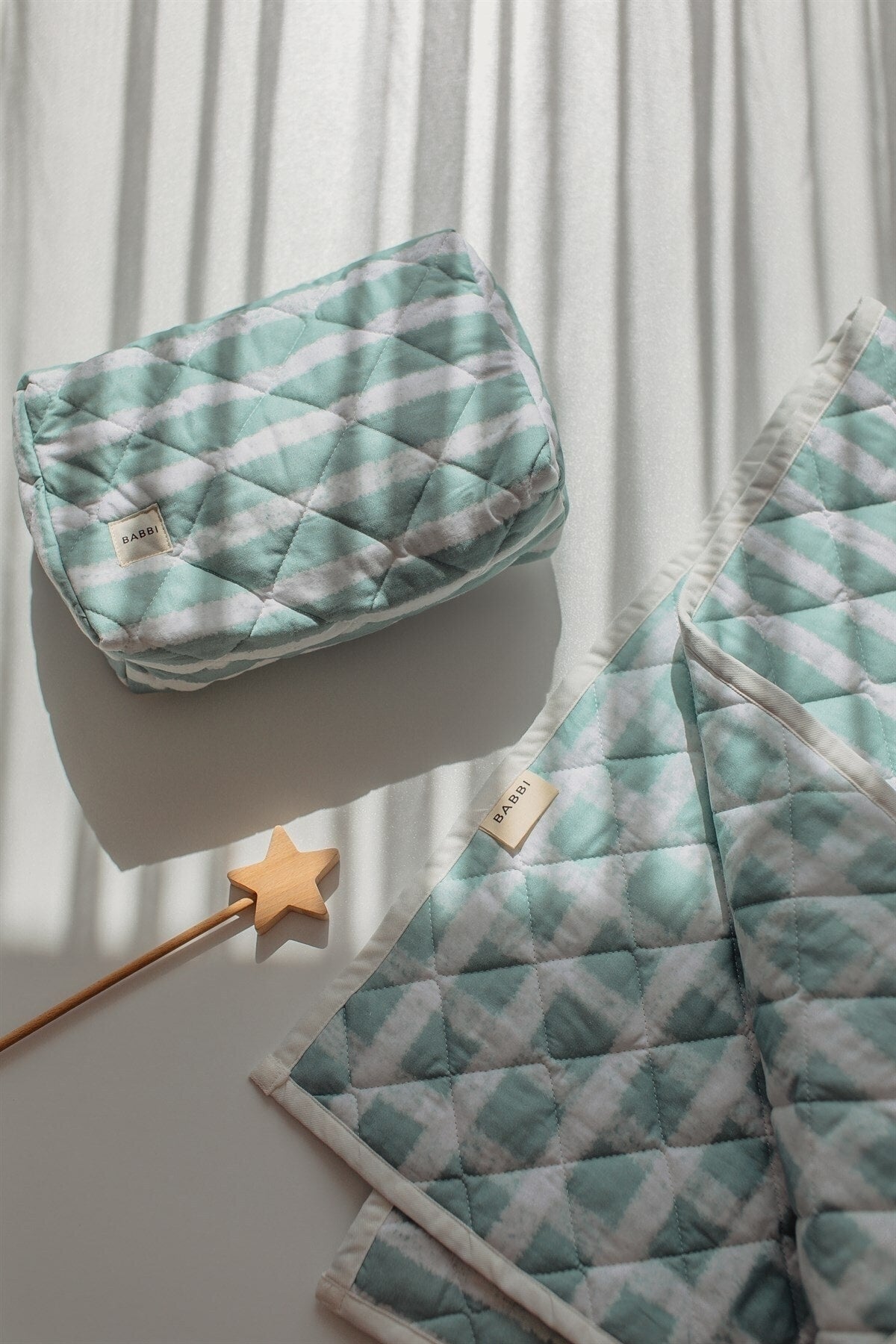 Atelier Babbi Mommy Baby Bag- 100% Organic Cotton- Mint