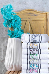 Garden Floral Embroidered 12 Pcs 30x50 Cm Hand And Face Towel Set Kitchen Towel - Swordslife