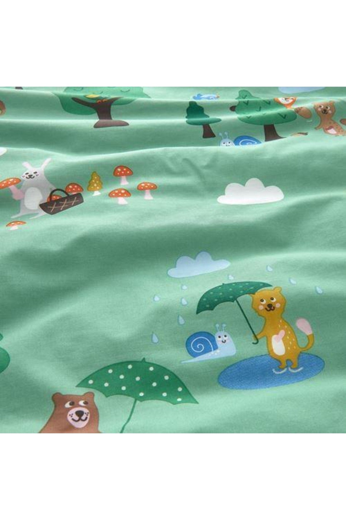 Single Double Sided Kids Duvet Cover Set Animals Jungle Themed Green-Yellow 150