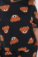 Anthracite Teddy Bear Pattern Knitted Pajamas Set TBBAW23AI00039 - Swordslife