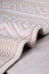 Hat Natural Cotton 2 Pcs Bathroom Rug Set 60x100 50x60 Cm White - Swordslife