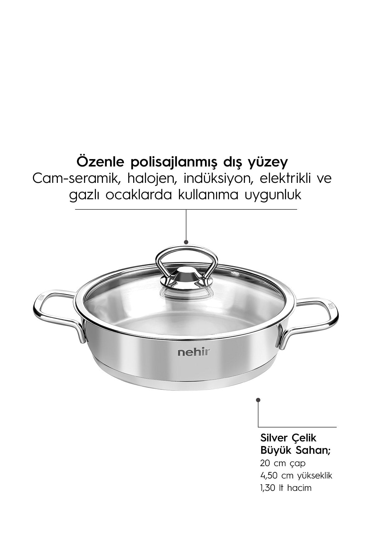 6 Piece Silver Stainless Steel 3-Piece Pan Omelette Pot Set