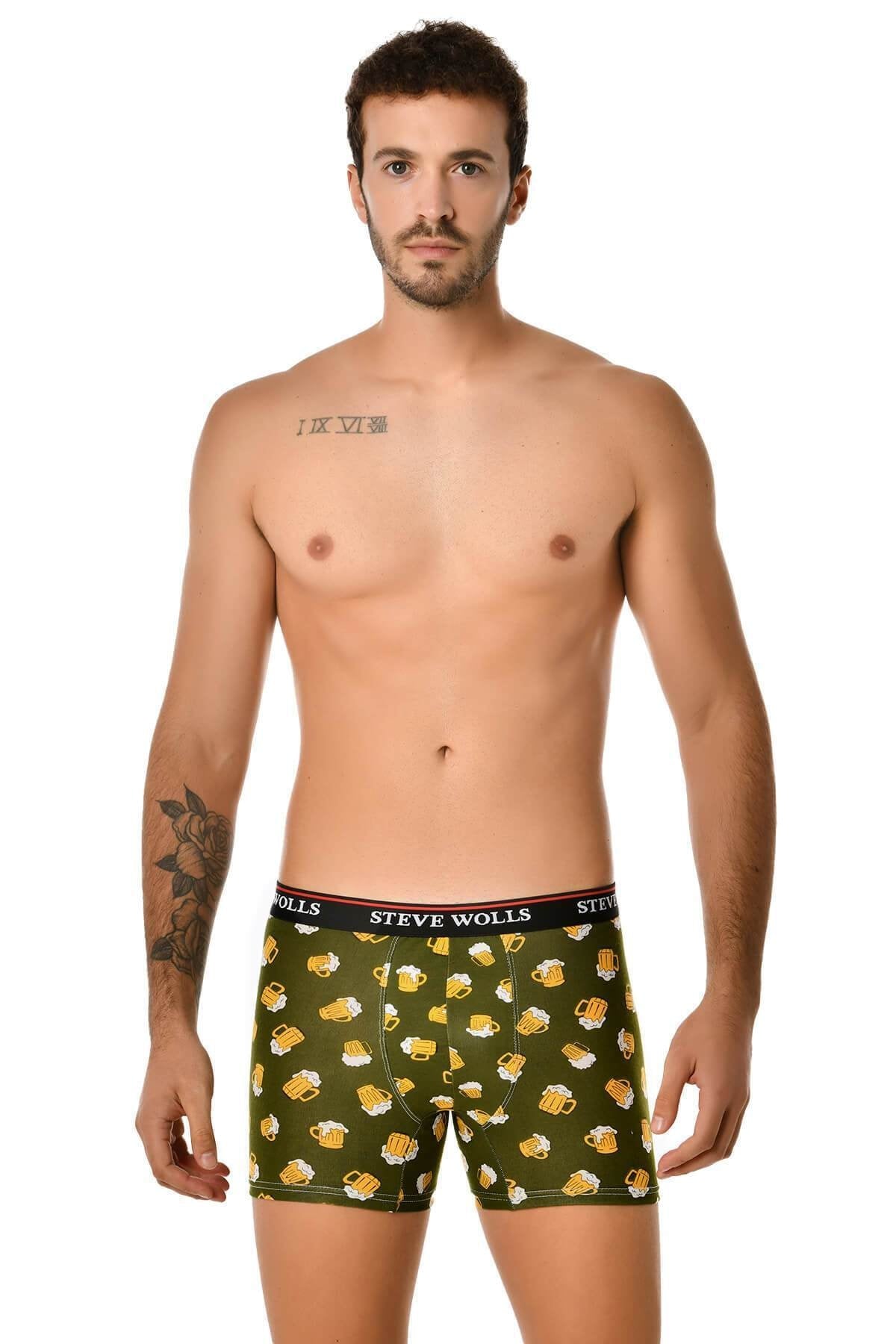 Men'S Mixed Pattern Pigment Printed 5-Piece Boxer Set