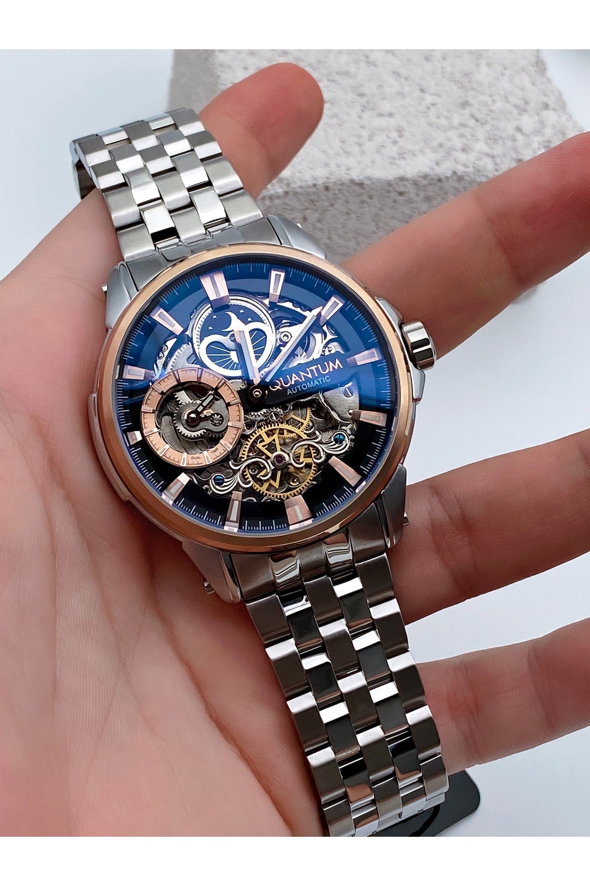 Automatic Luxury Men's Wristwatch & Sc Silver Collection Bracelet